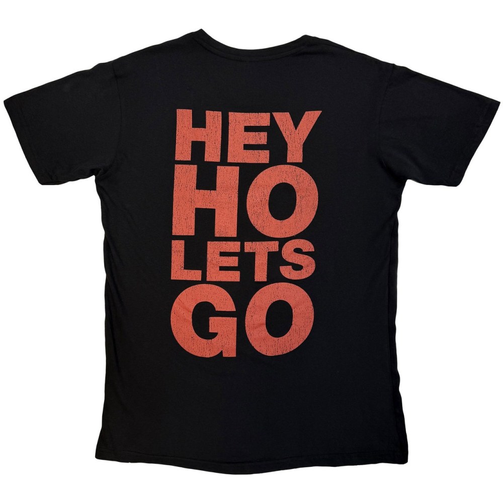 Ramones - Hey Ho Red Block Text Mens Tshirt - Black